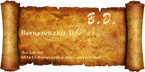 Benyovszky Dézi névjegykártya